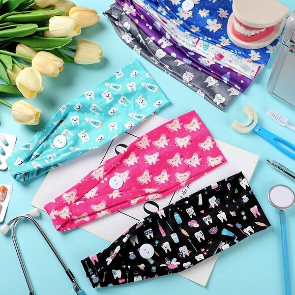 12 Pcs Nursing Headbands Non Slip Elastic with Buttons for Mask Mask Relief main image 4